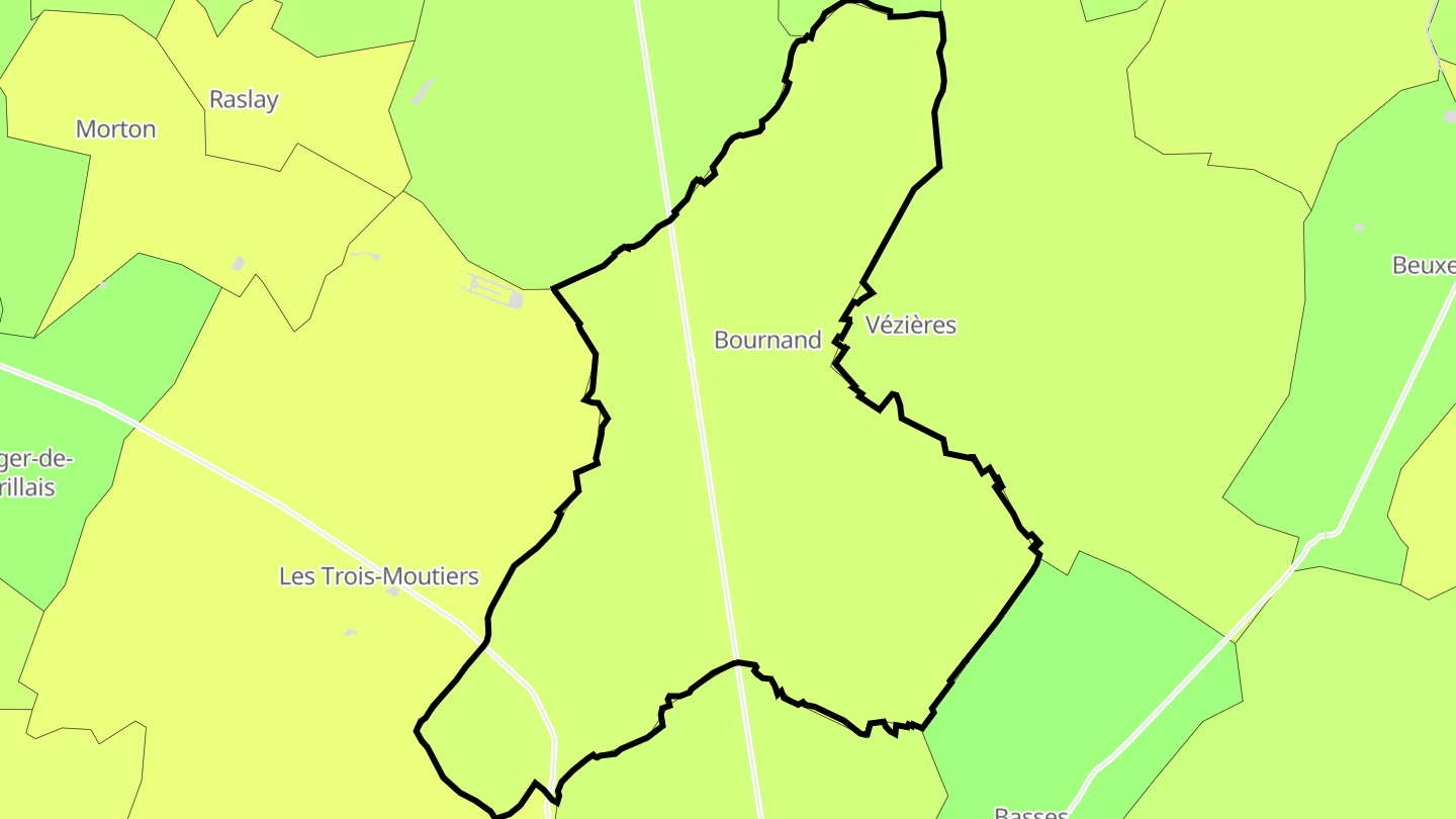 Carte des prix de l'immobilier Bournand