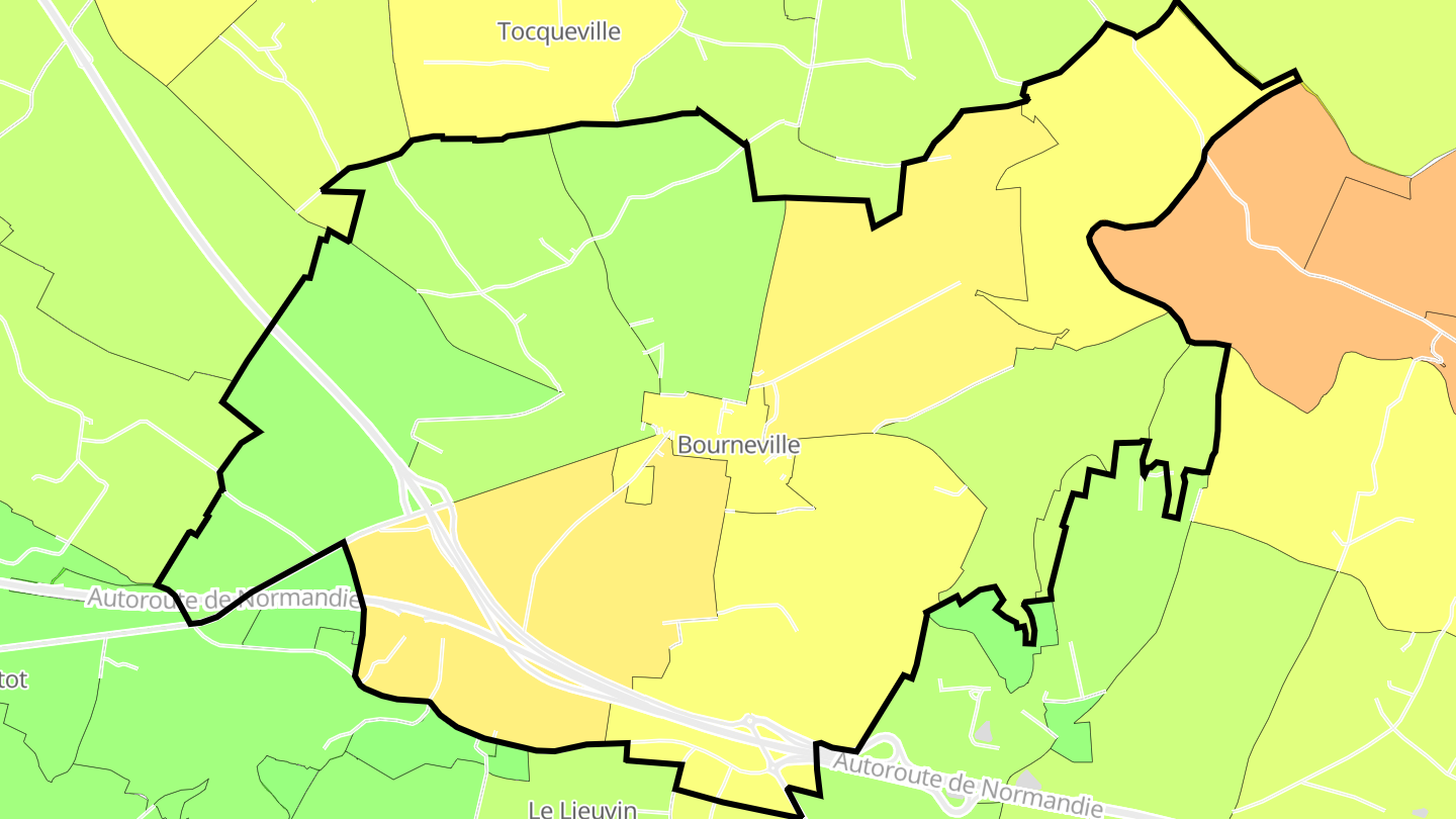 Carte des prix de l'immobilier Bourneville