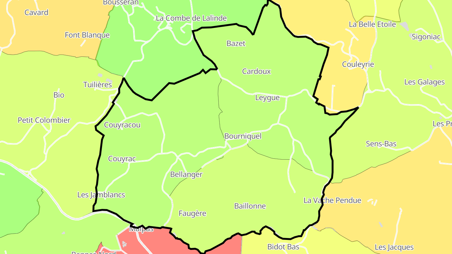 Carte des prix de l'immobilier Bourniquel