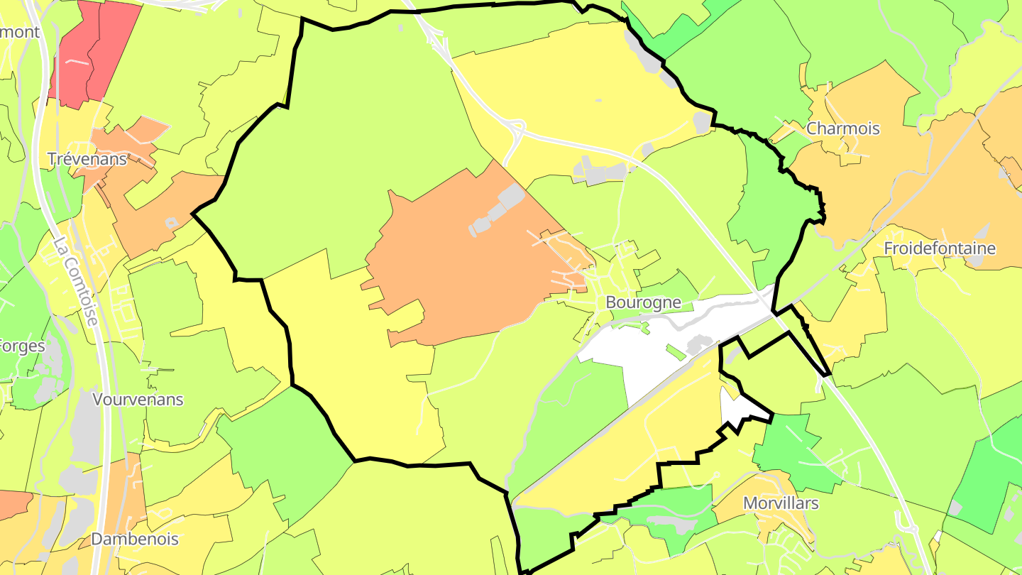 Carte des prix de l'immobilier Bourogne