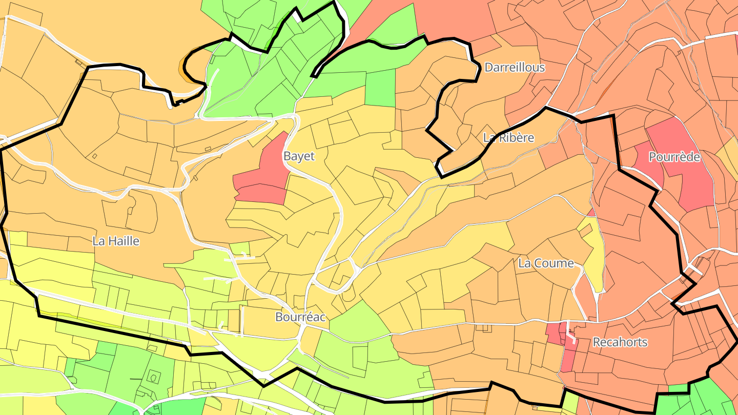 Carte des prix de l'immobilier Bourréac