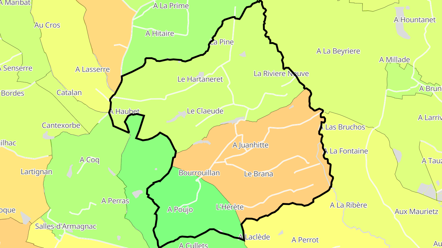 Carte des prix de l'immobilier Bourrouillan
