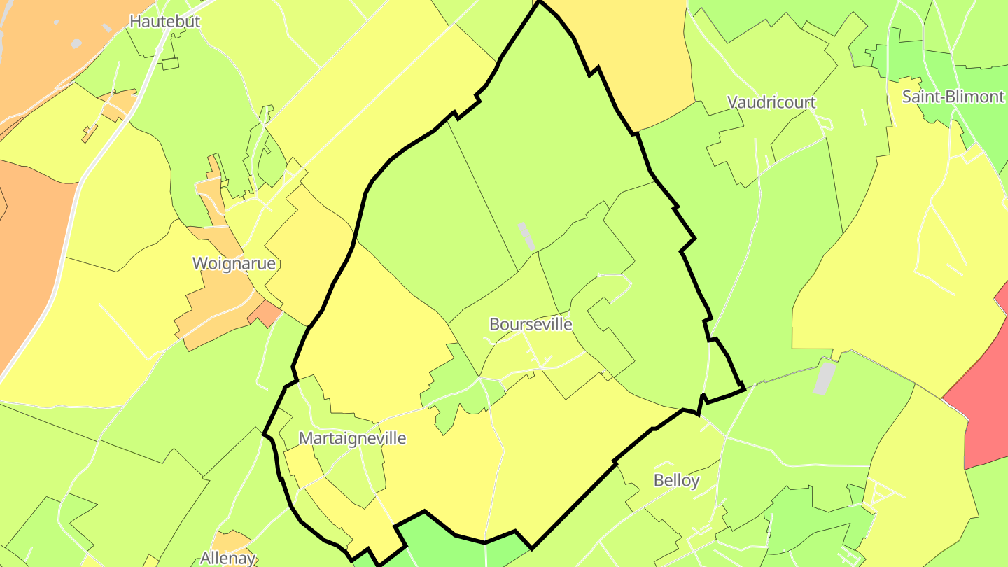 Carte des prix de l'immobilier Bourseville
