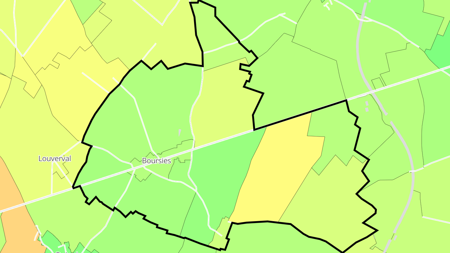 Carte des prix de l'immobilier Boursies
