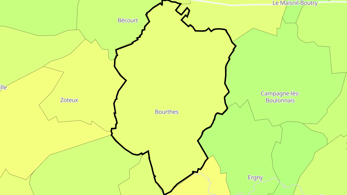 Carte des prix de l'immobilier Bourthes