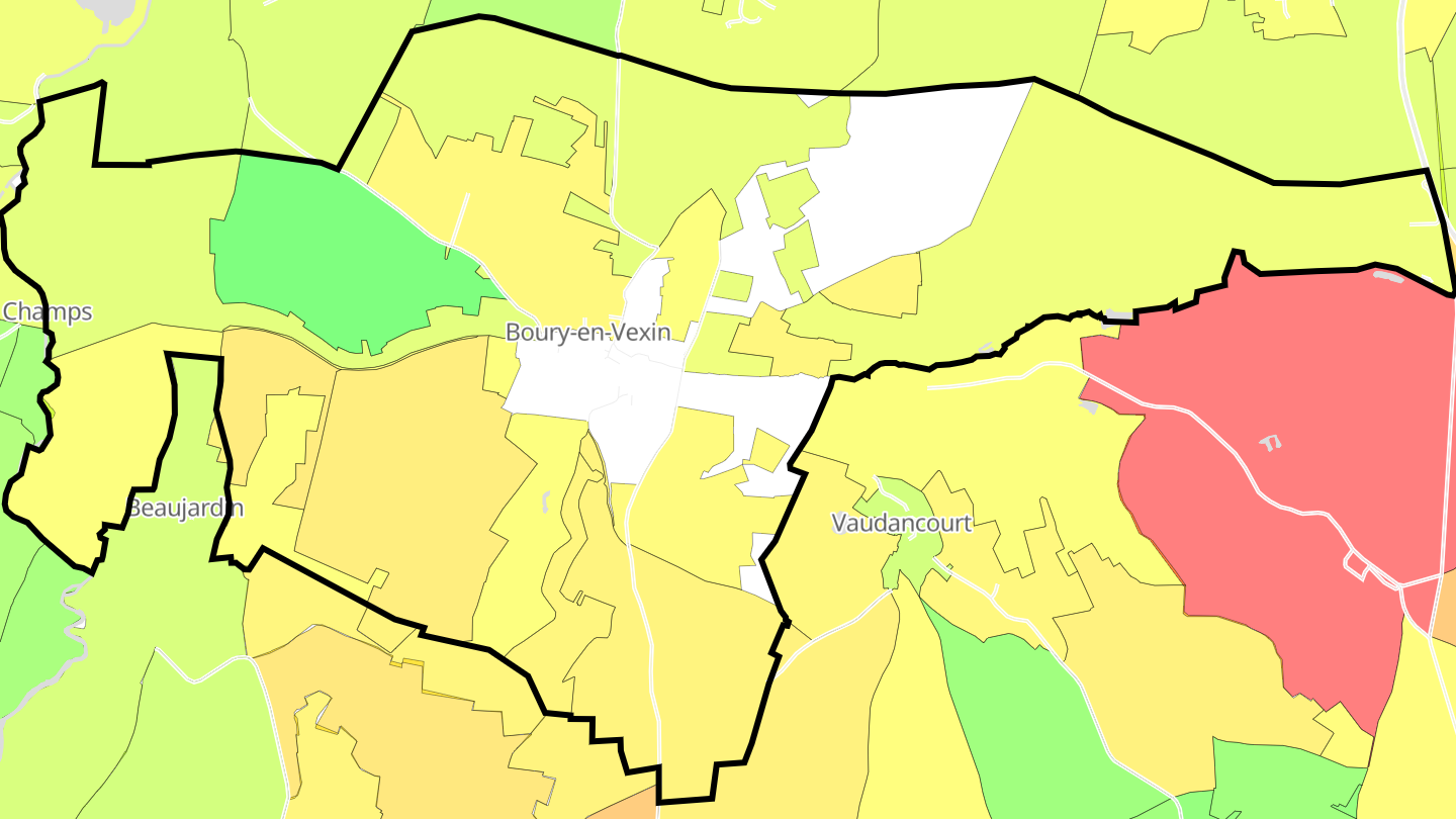 Carte des prix de l'immobilier Boury-en-Vexin