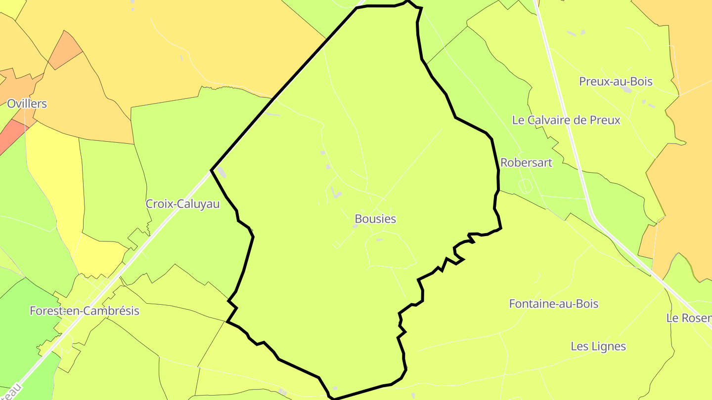 Carte des prix de l'immobilier Bousies
