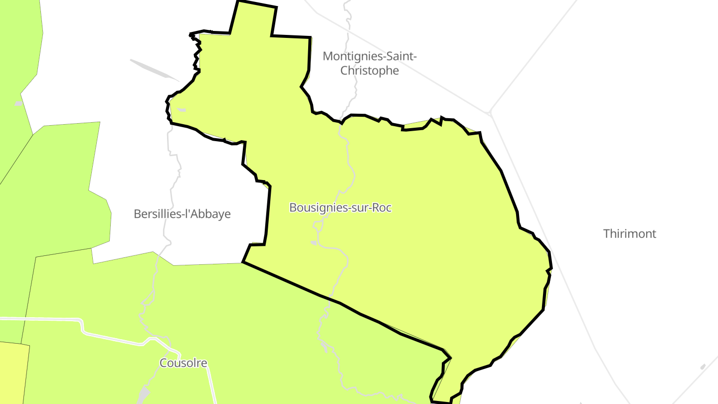 Carte des prix de l'immobilier Bousignies-sur-Roc