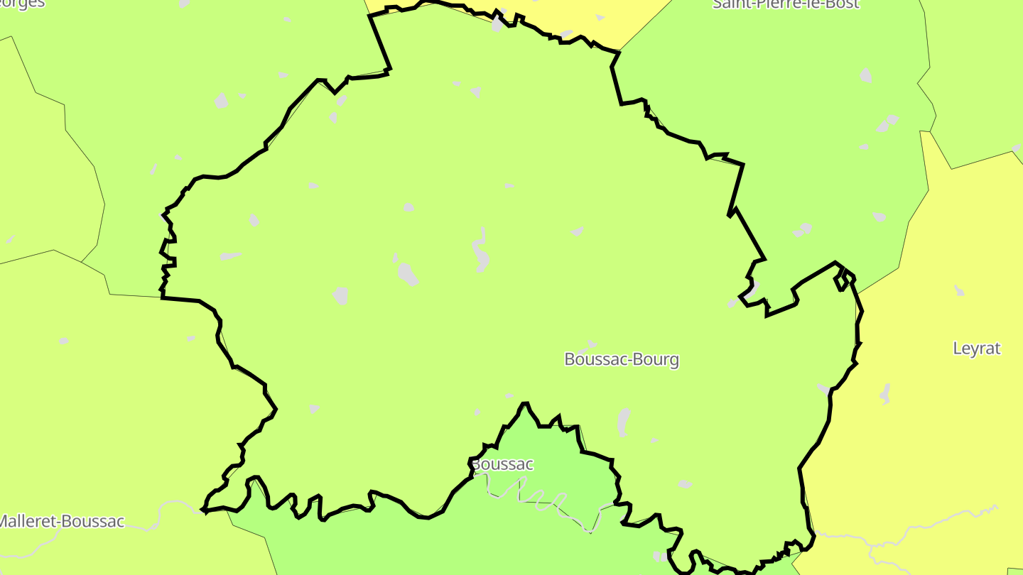 Carte des prix de l'immobilier Boussac-Bourg