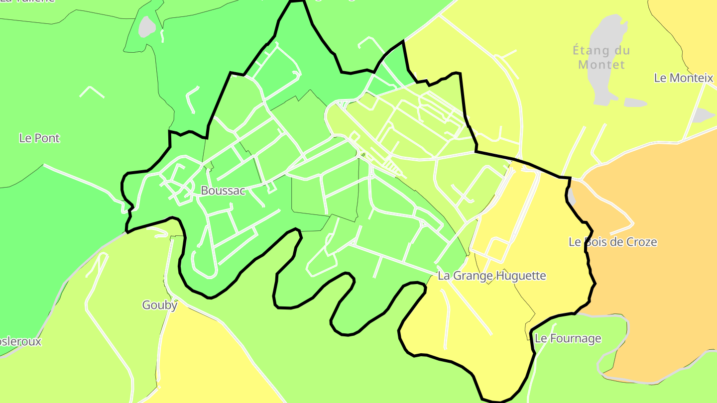Carte des prix de l'immobilier Boussac