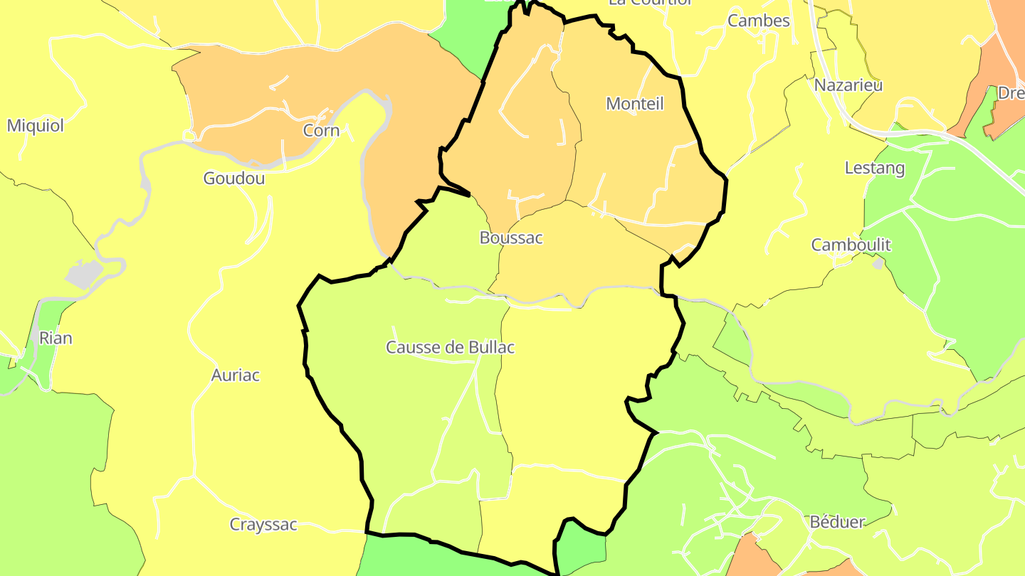 Carte des prix de l'immobilier Boussac