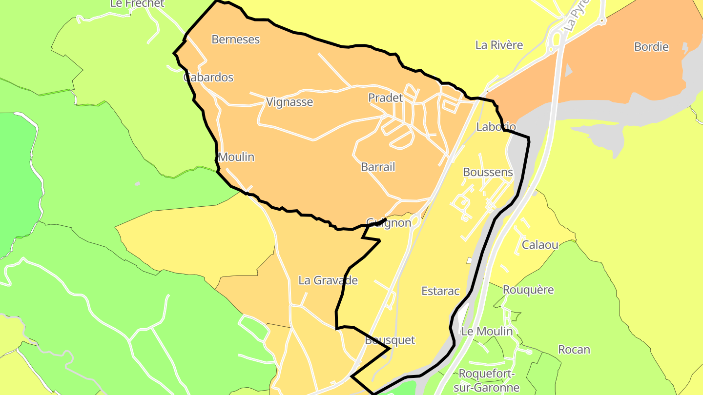 Carte des prix de l'immobilier Boussens