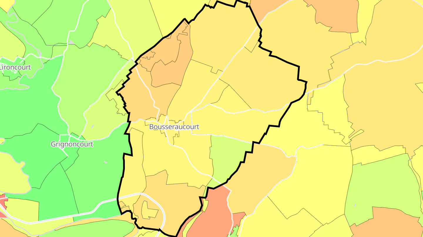 Carte des prix de l'immobilier Bousseraucourt