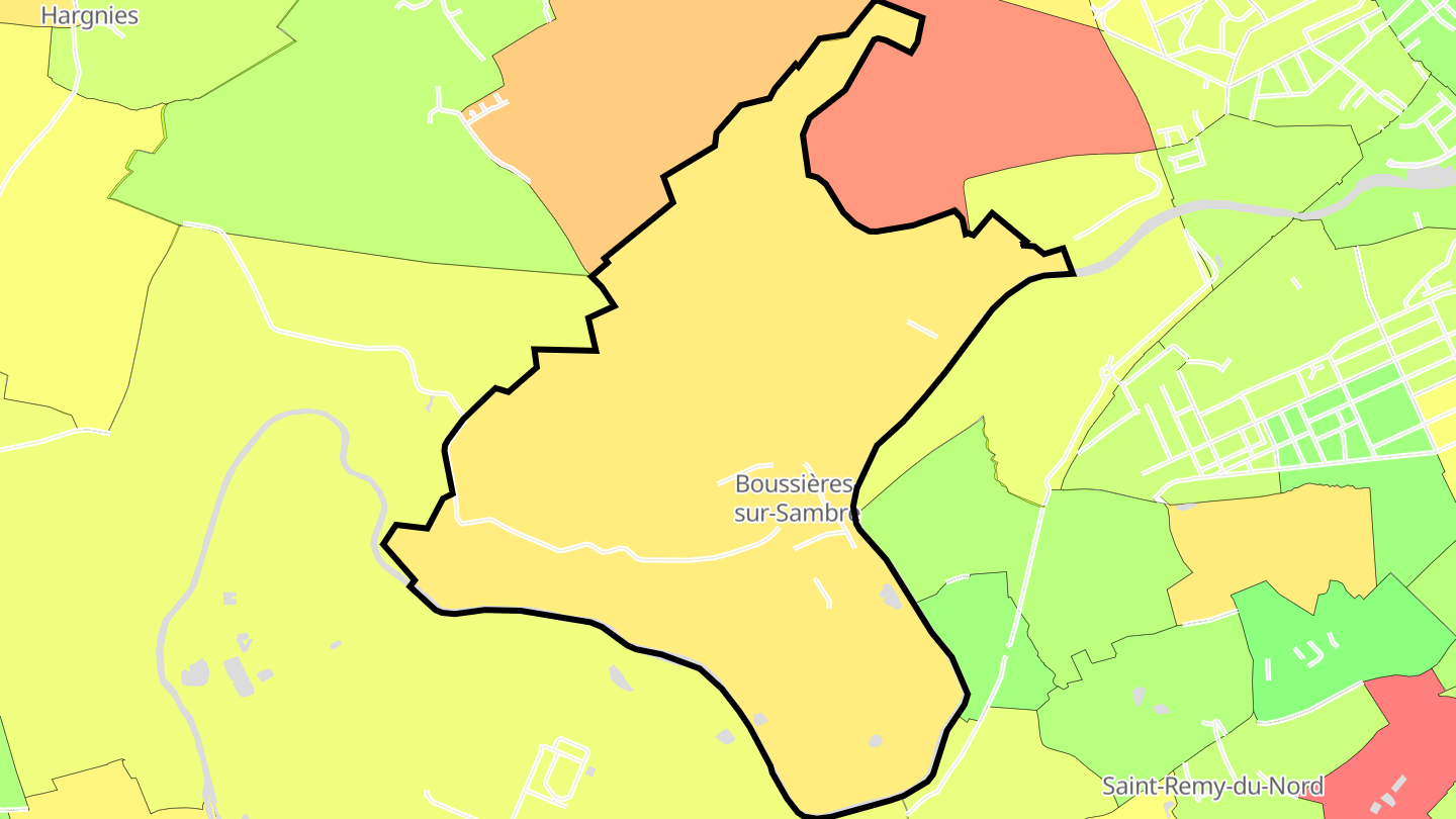 Carte des prix de l'immobilier Boussières-sur-Sambre
