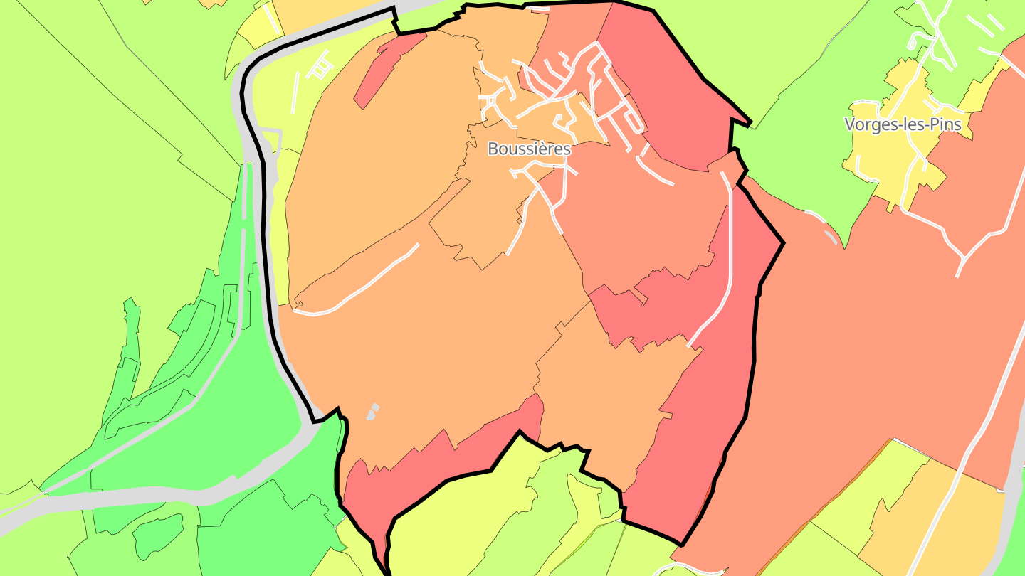 Carte des prix de l'immobilier Boussières