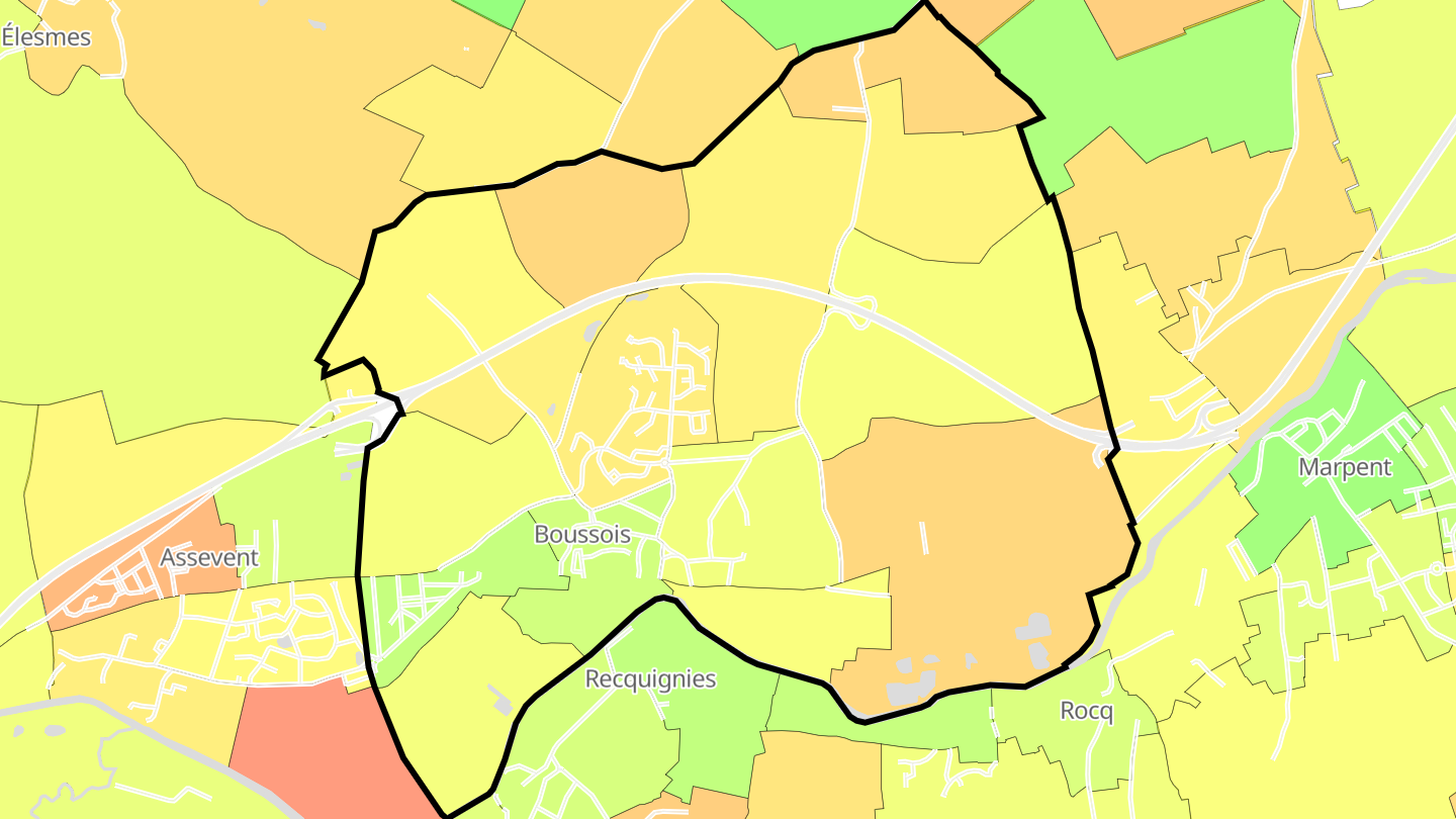 Carte des prix de l'immobilier Boussois