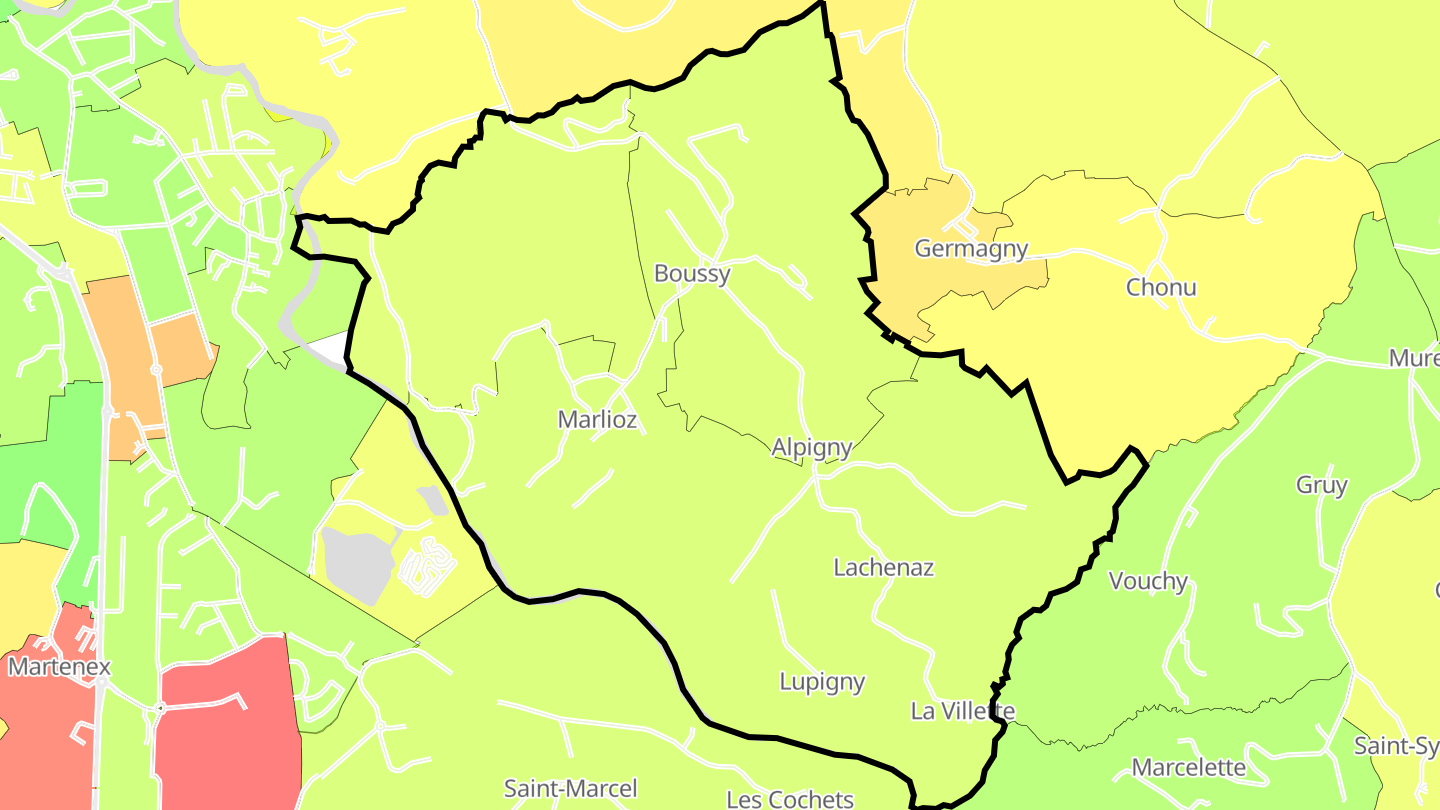 Carte des prix de l'immobilier Boussy