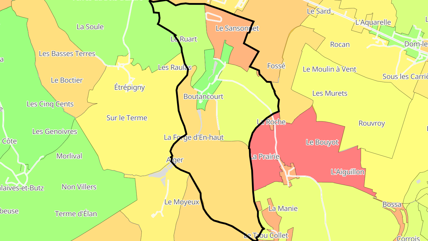 Carte des prix de l'immobilier Boutancourt