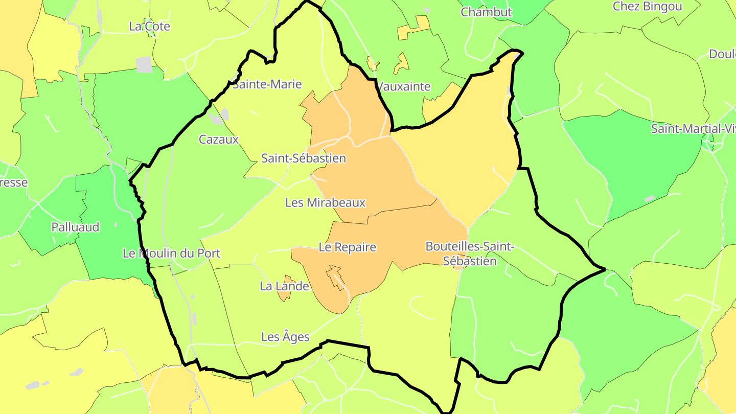 Carte des prix de l'immobilier Bouteilles-Saint-Sébastien