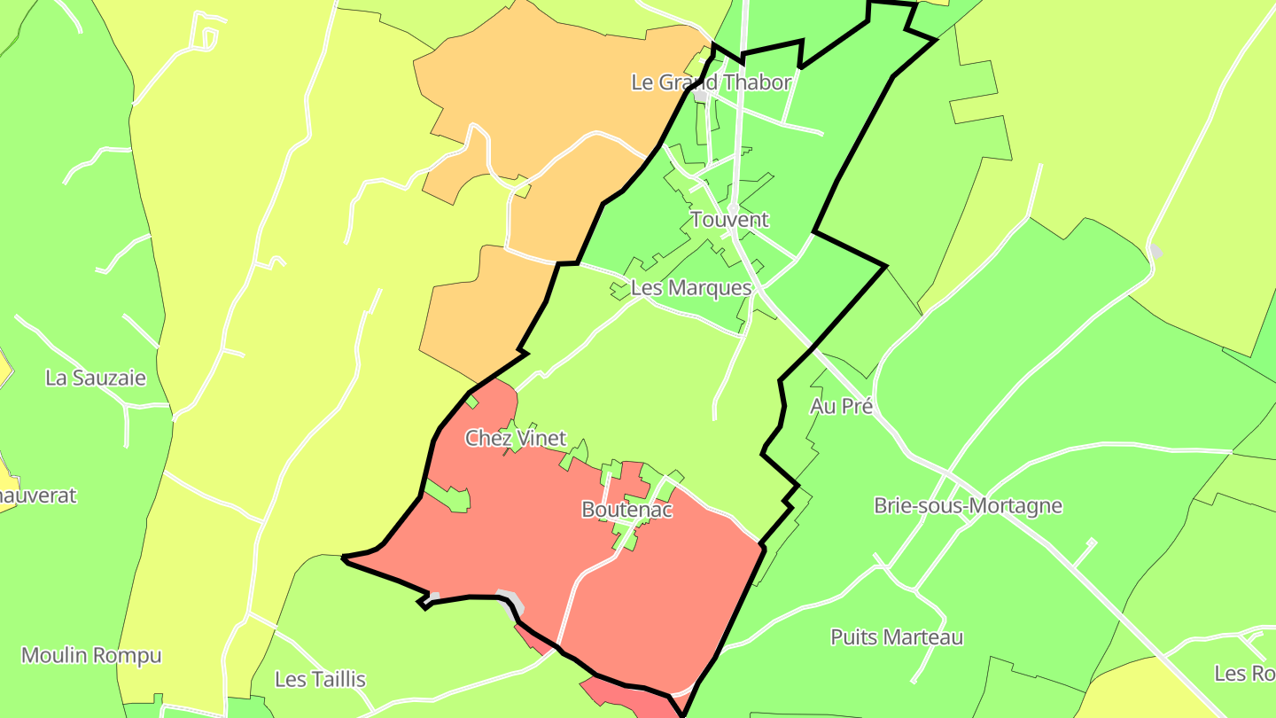 Carte des prix de l'immobilier Boutenac-Touvent