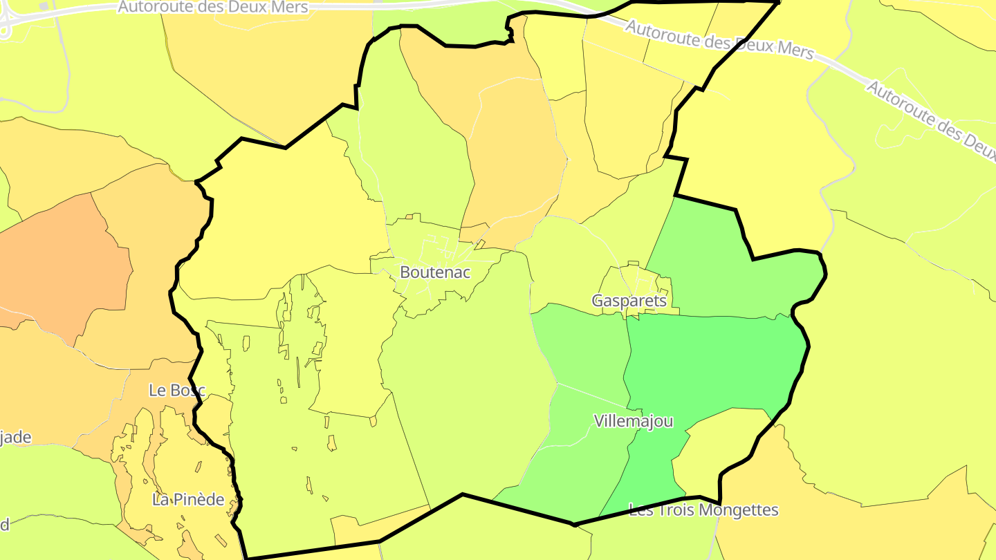 Carte des prix de l'immobilier Boutenac