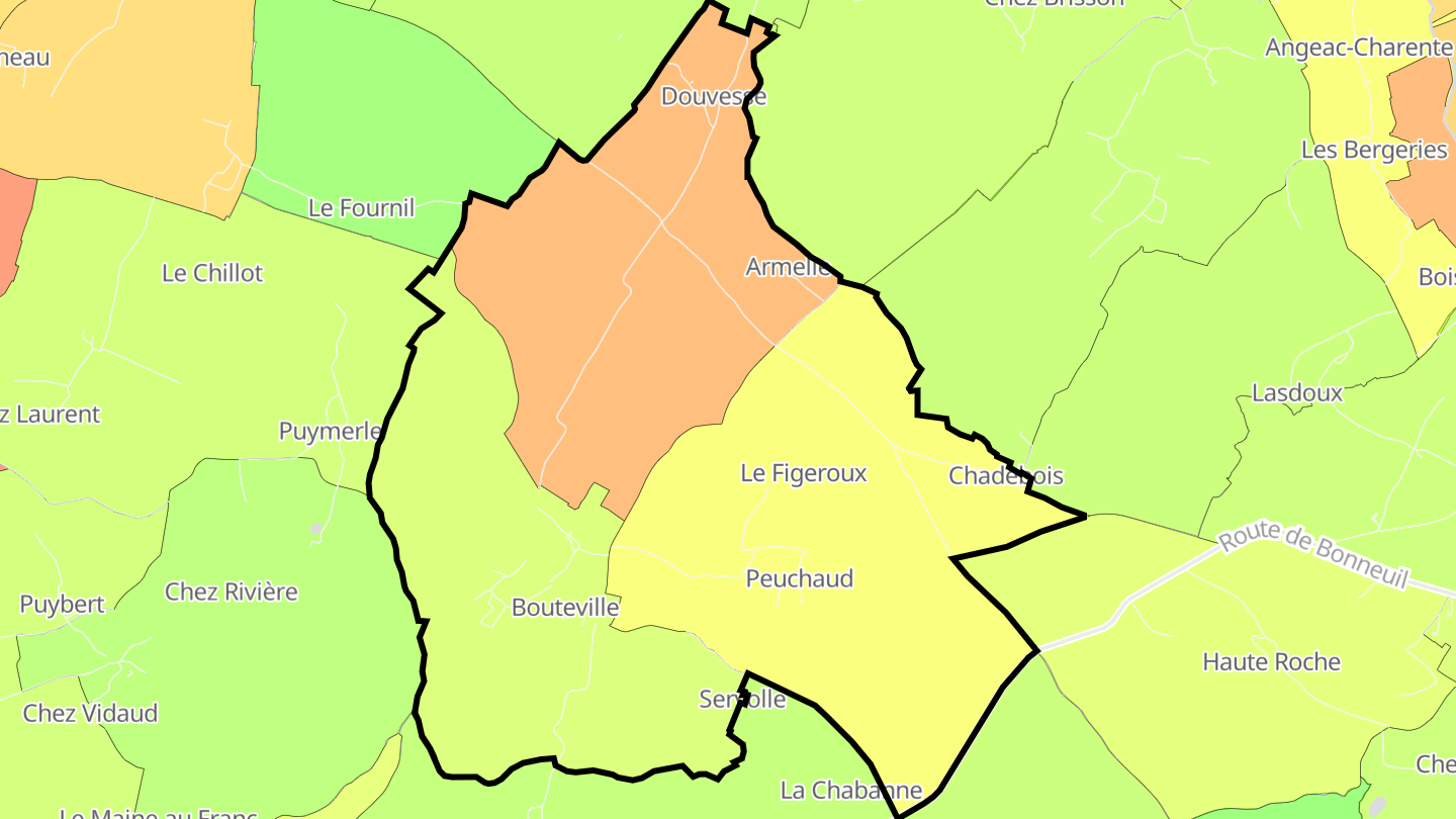 Carte des prix de l'immobilier Bouteville