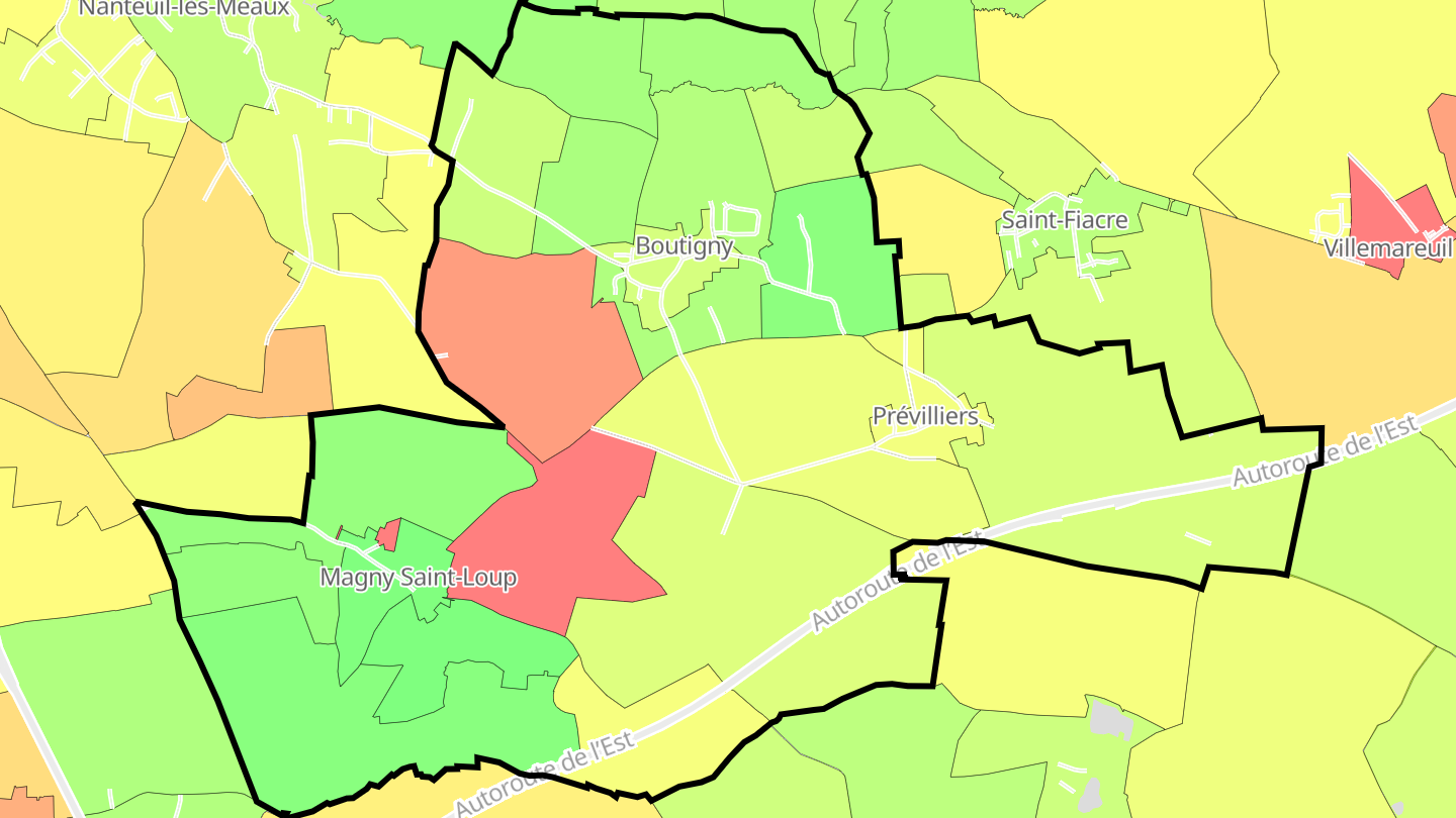 Carte des prix de l'immobilier Boutigny