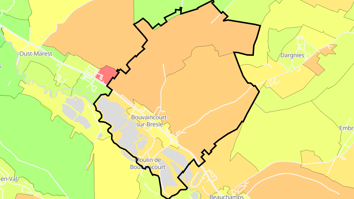 Carte des prix de l'immobilier Bouvaincourt-sur-Bresle