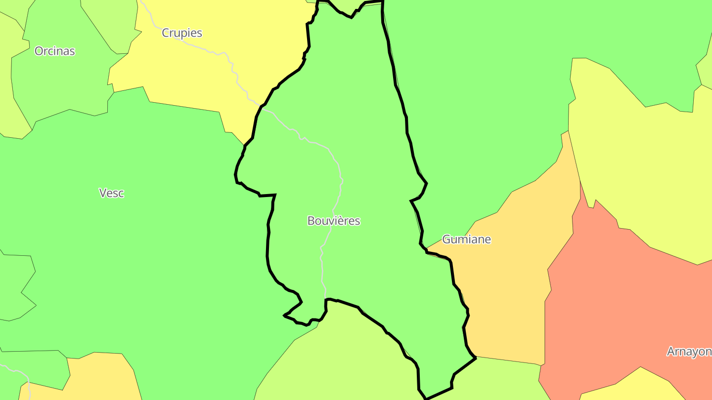 Carte des prix de l'immobilier Bouvières