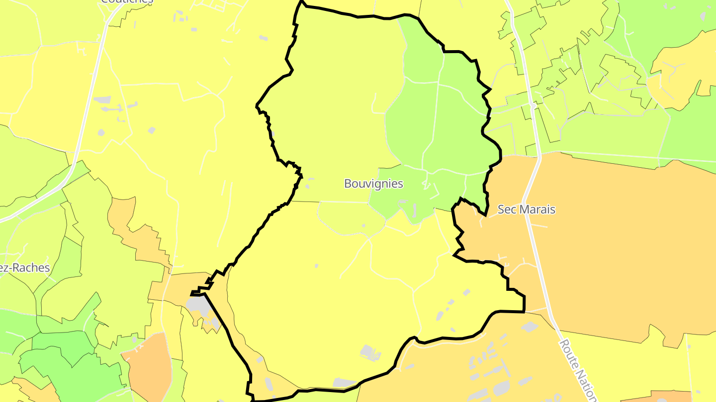 Carte des prix de l'immobilier Bouvignies