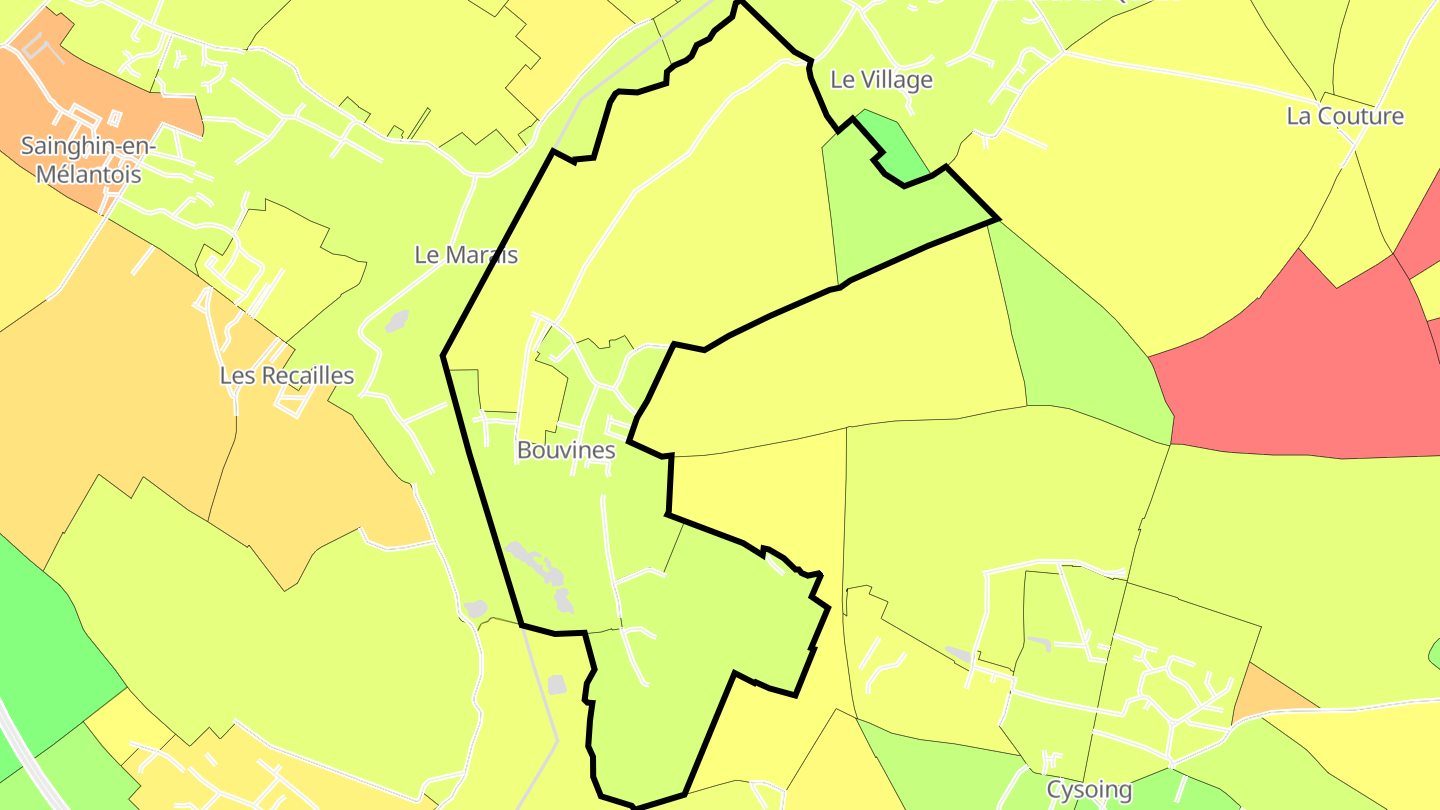 Carte des prix de l'immobilier Bouvines