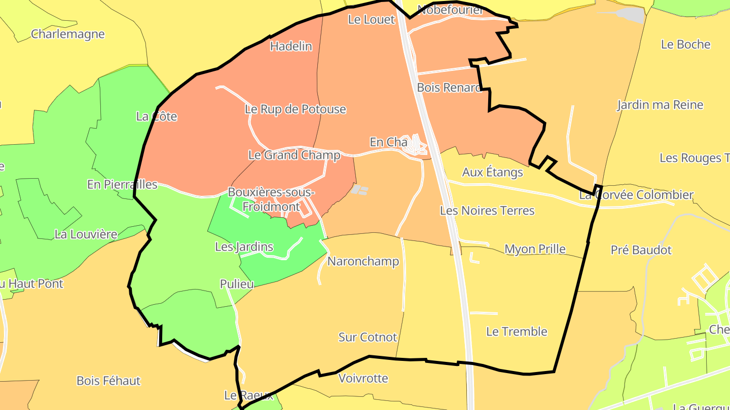 Carte des prix de l'immobilier Bouxières-sous-Froidmont