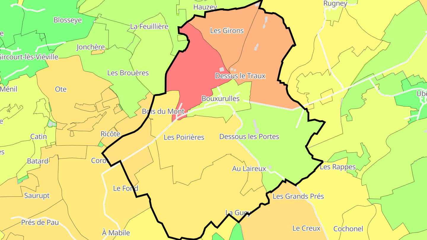 Carte des prix de l'immobilier Bouxurulles