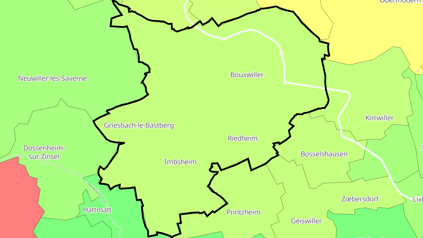 Carte des prix de l'immobilier Bouxwiller