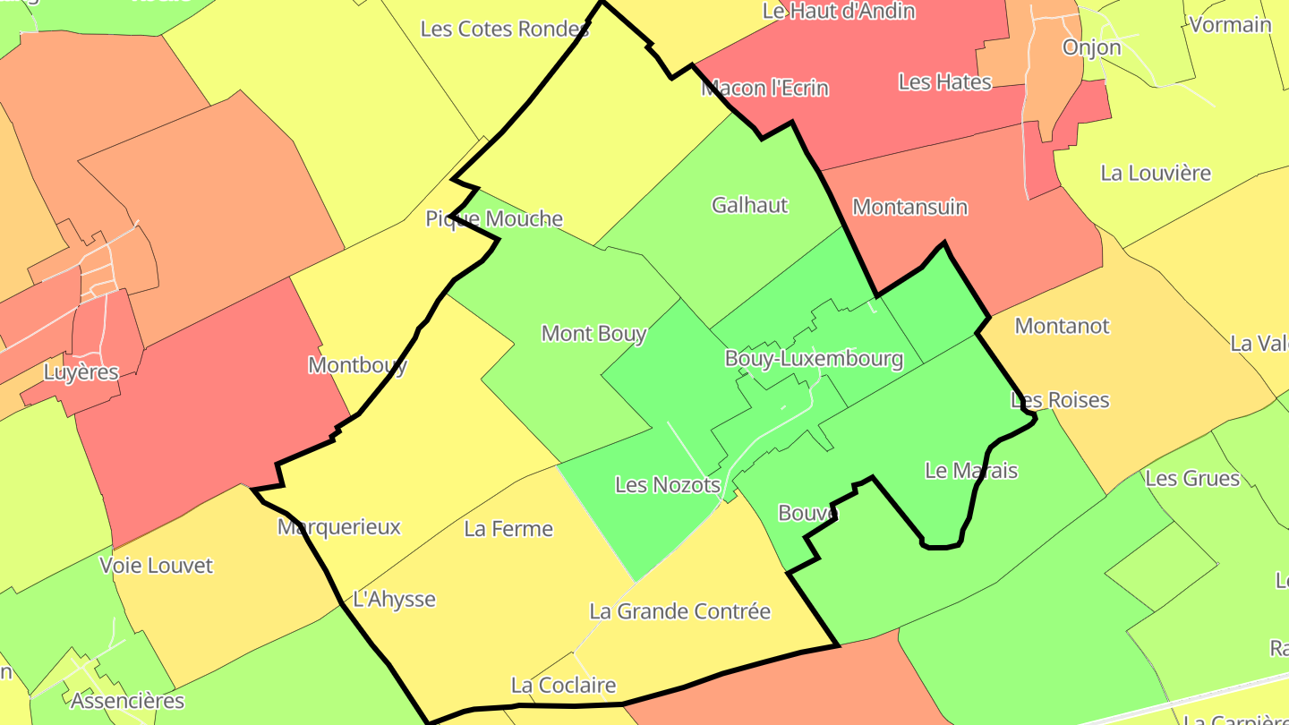 Carte des prix de l'immobilier Bouy-Luxembourg