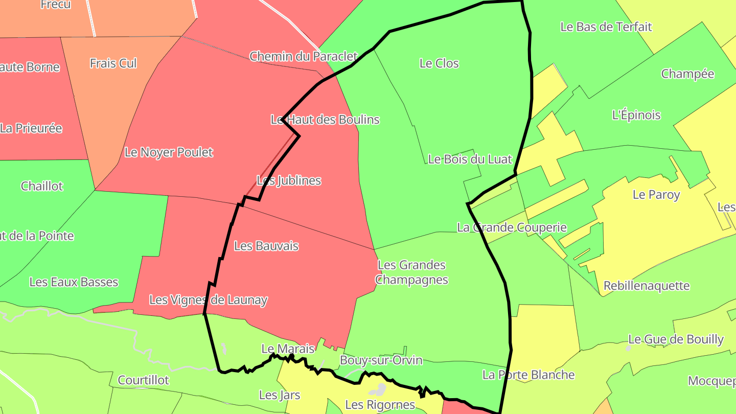 Carte des prix de l'immobilier Bouy-sur-Orvin