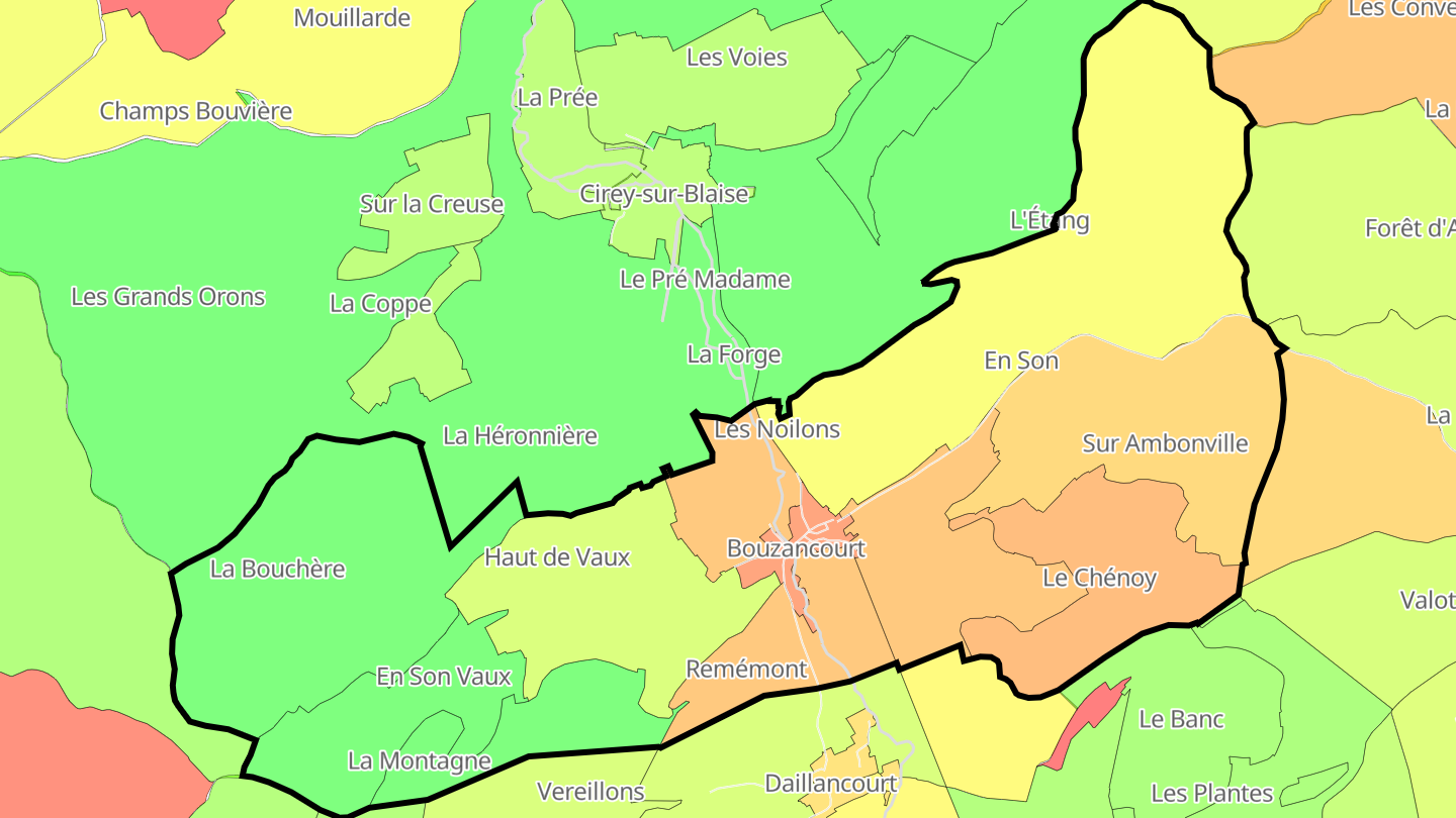 Carte des prix de l'immobilier Bouzancourt