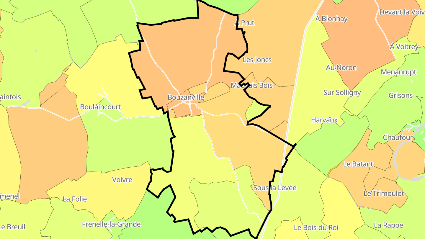 Carte des prix de l'immobilier Bouzanville