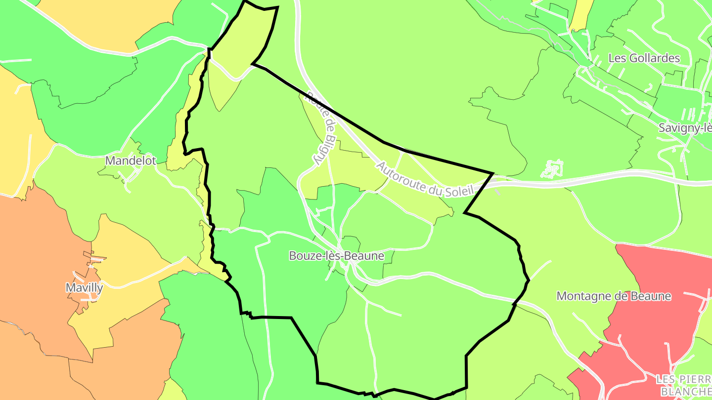 Carte des prix de l'immobilier Bouze-lès-Beaune