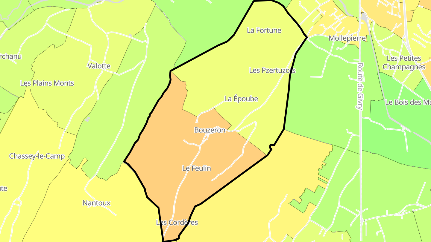 Carte des prix de l'immobilier Bouzeron