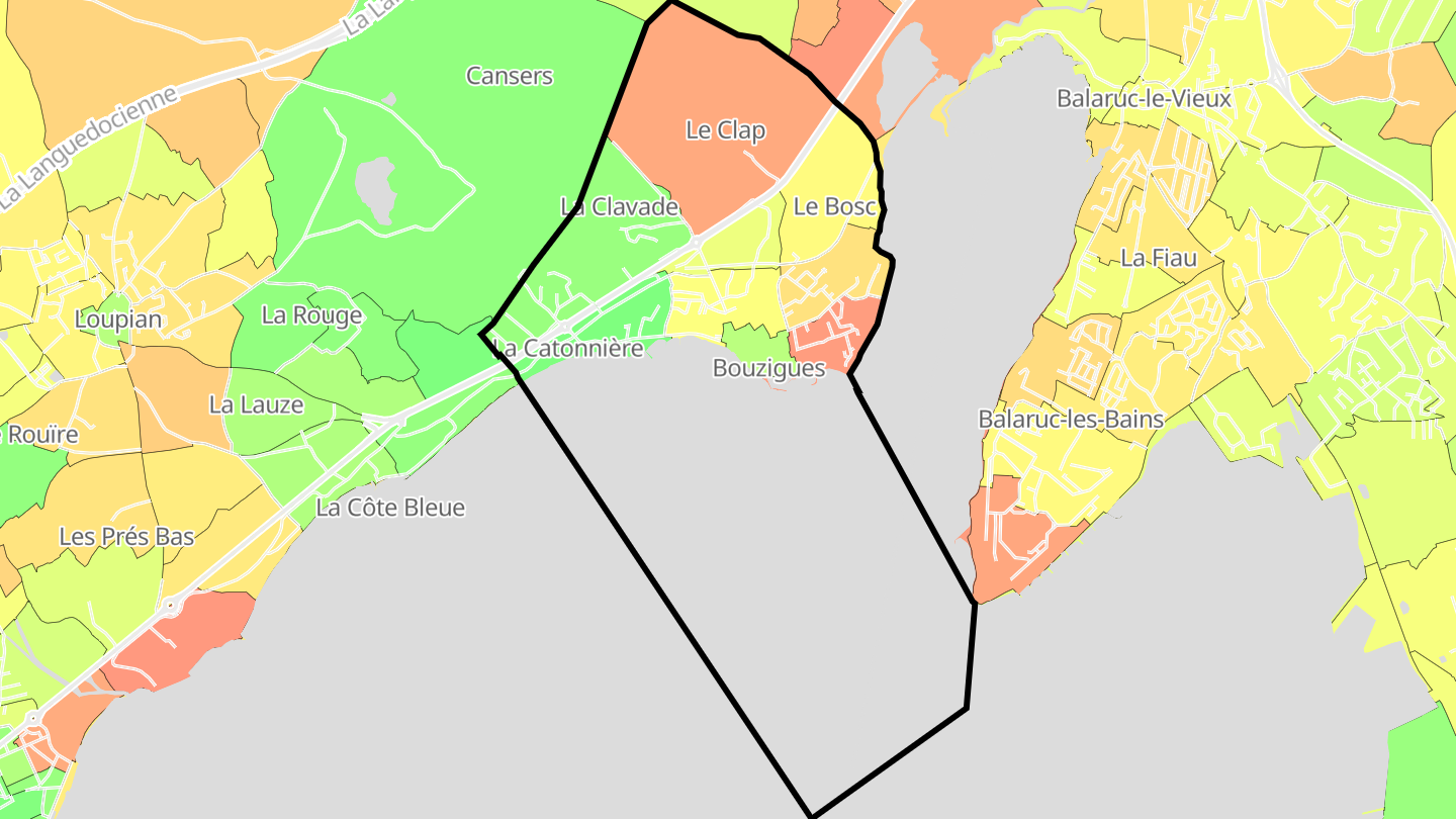 Carte des prix de l'immobilier Bouzigues