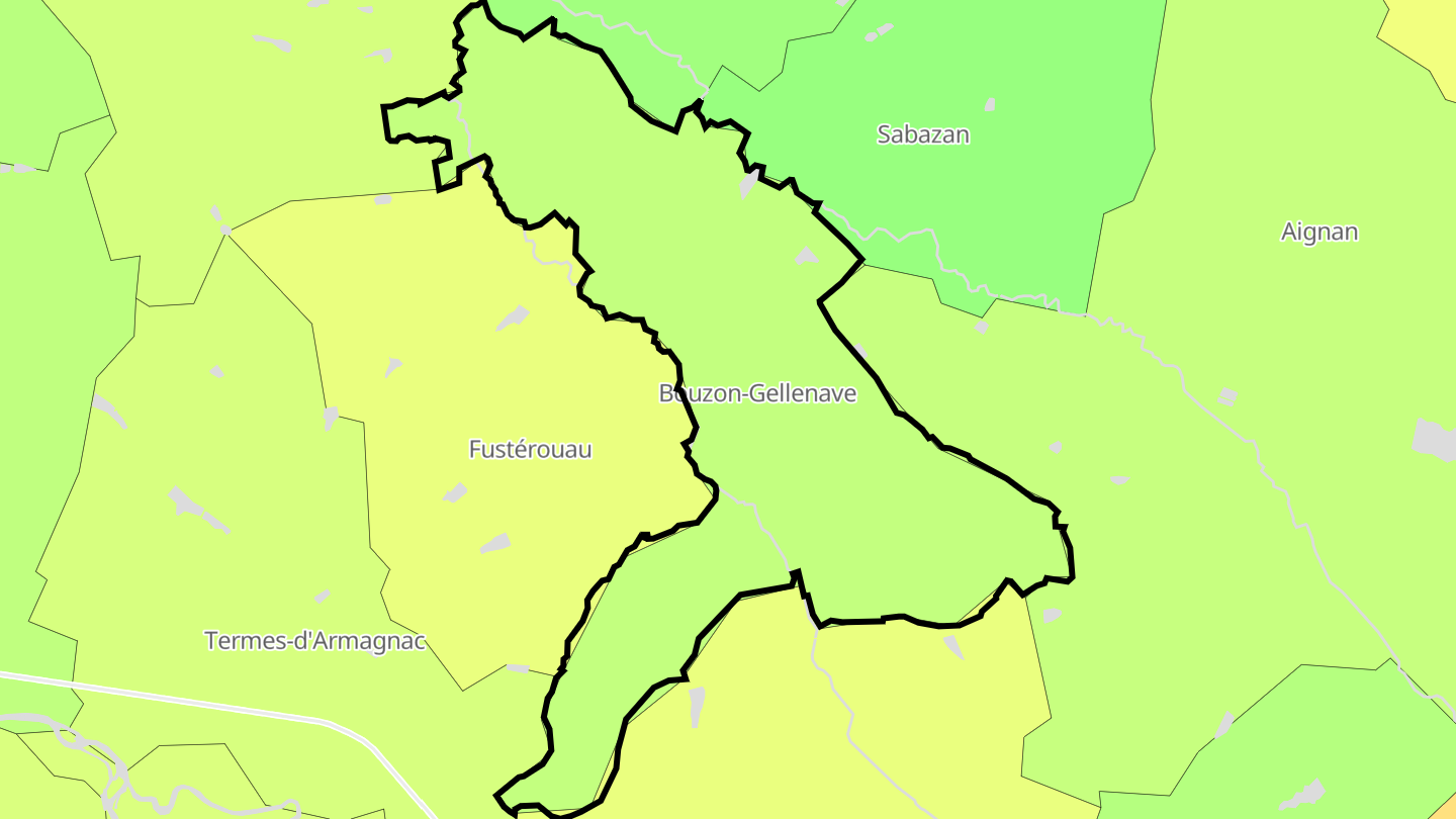 Carte des prix de l'immobilier Bouzon-Gellenave