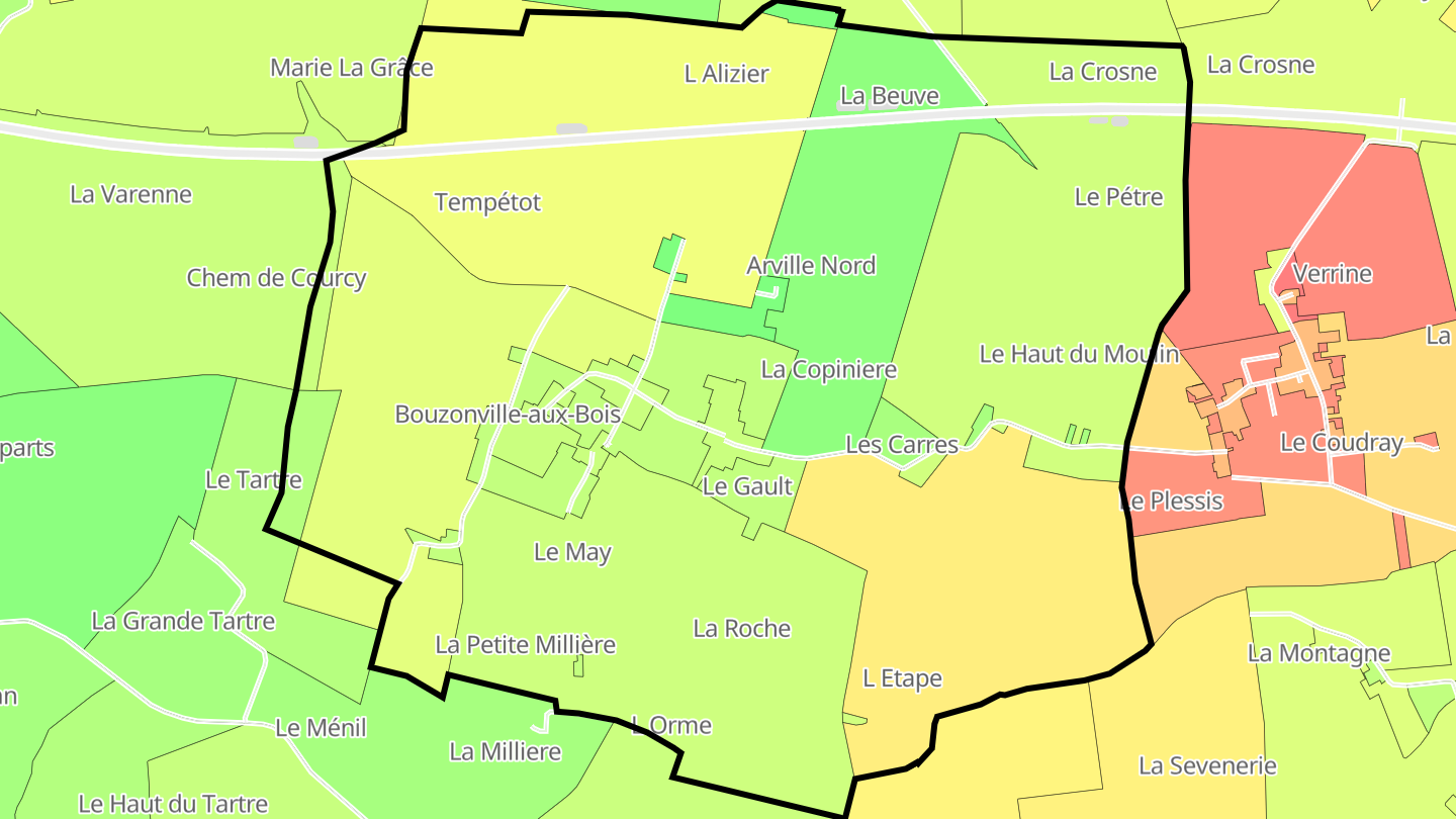 Carte des prix de l'immobilier Bouzonville-aux-Bois