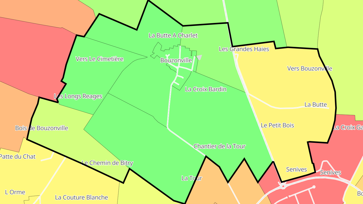Carte des prix de l'immobilier Bouzonville-en-Beauce