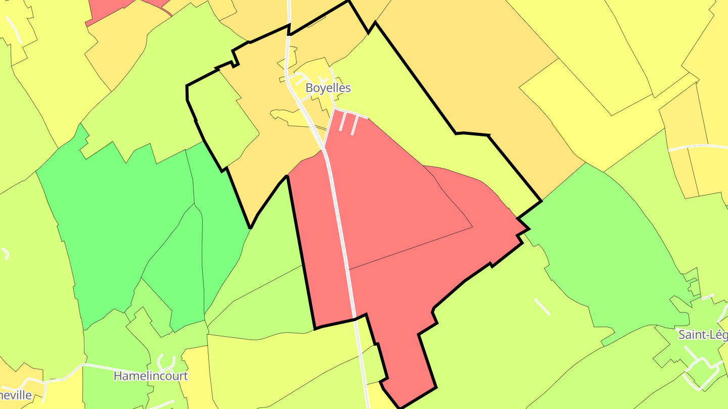 Carte des prix de l'immobilier Boyelles