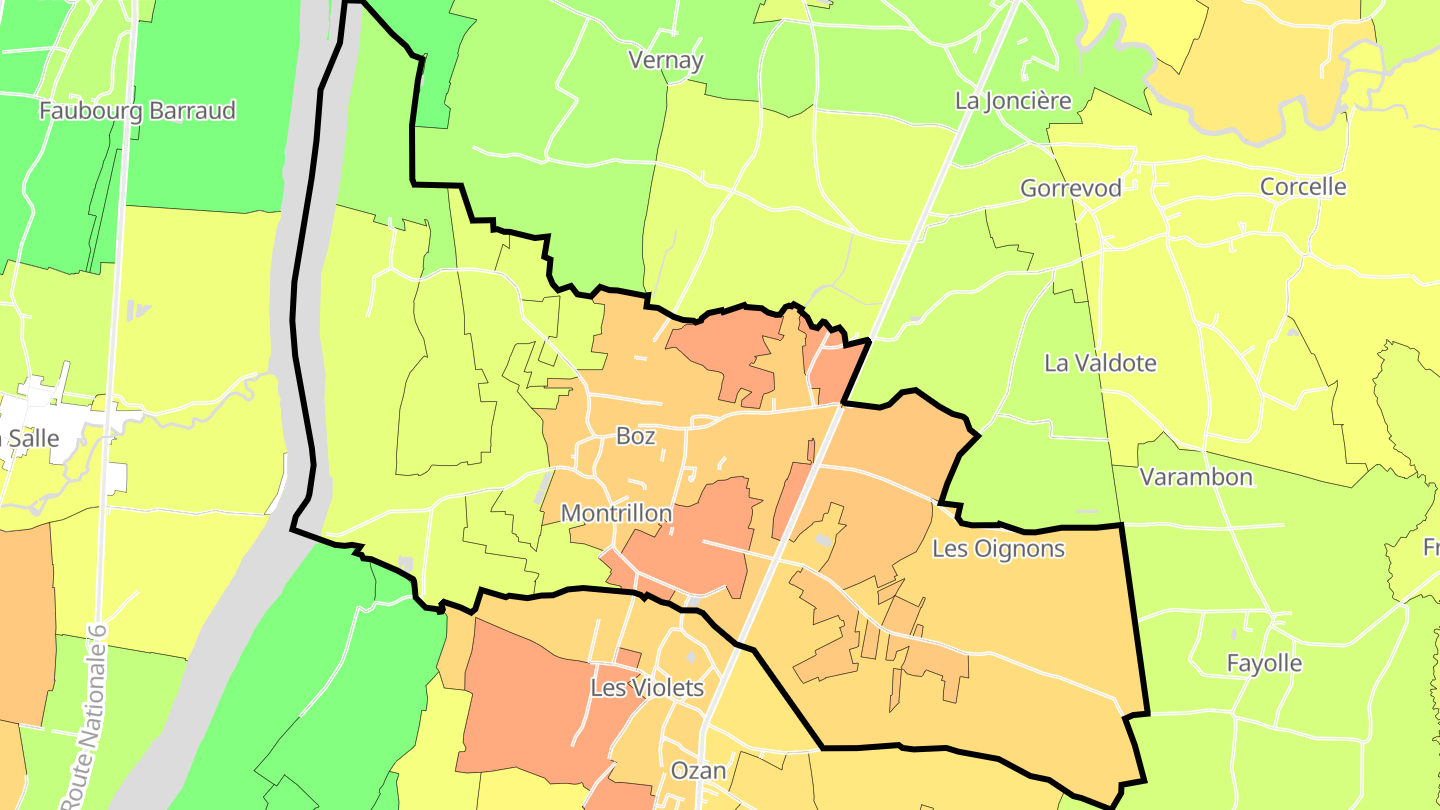 Carte des prix de l'immobilier Boz