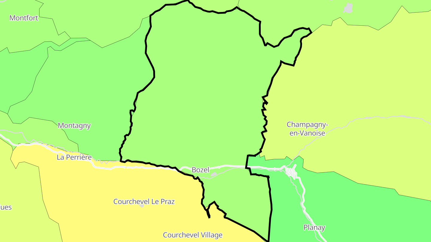 Carte des prix de l'immobilier Bozel