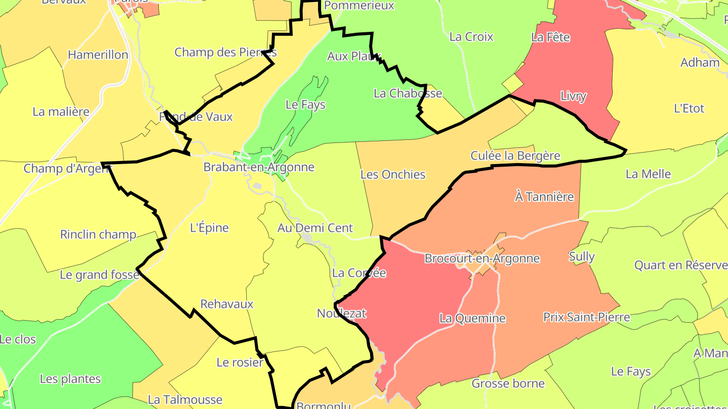 Carte des prix de l'immobilier Brabant-en-Argonne