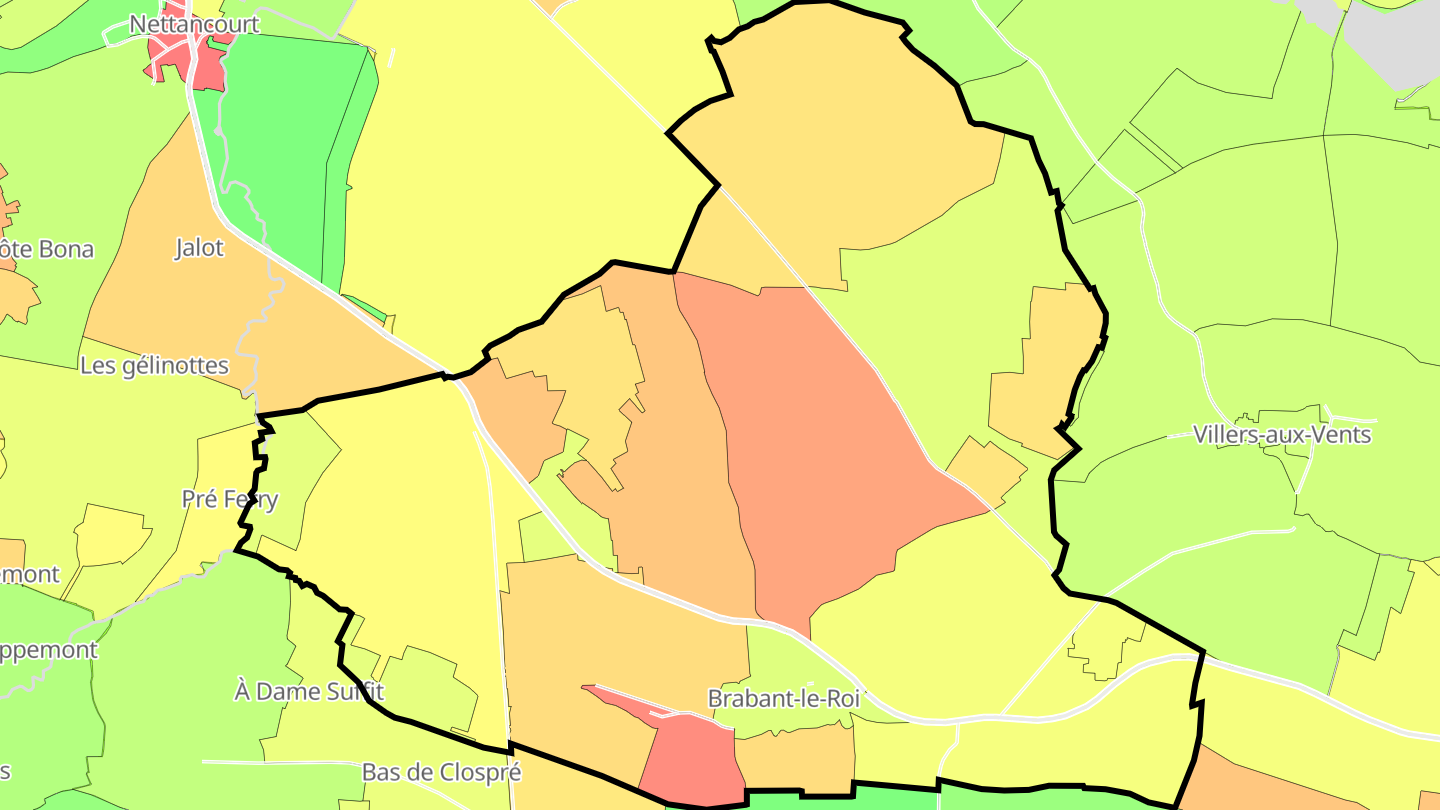 Carte des prix de l'immobilier Brabant-le-Roi