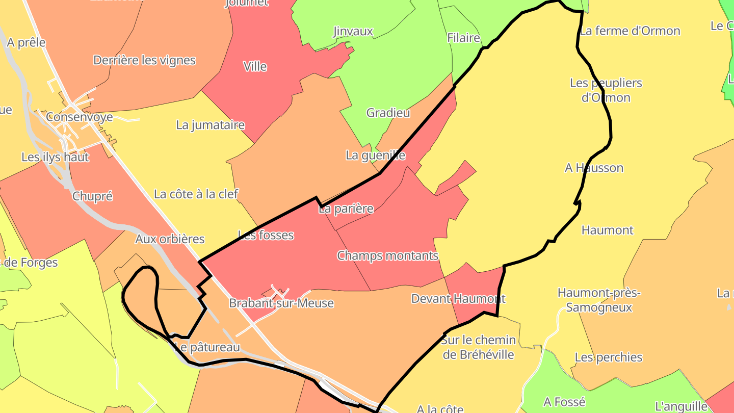 Carte des prix de l'immobilier Brabant-sur-Meuse